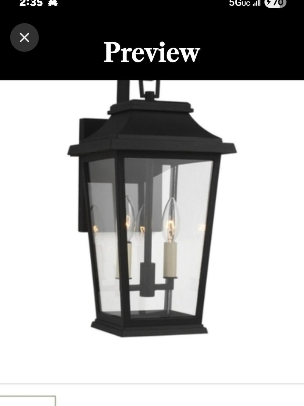 Visual Comfort & Co. Black and Cream Lantern Light Fixture (Indoor Or Outdoor)